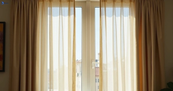 Dull dusty drapes in belivah before professional cleaning